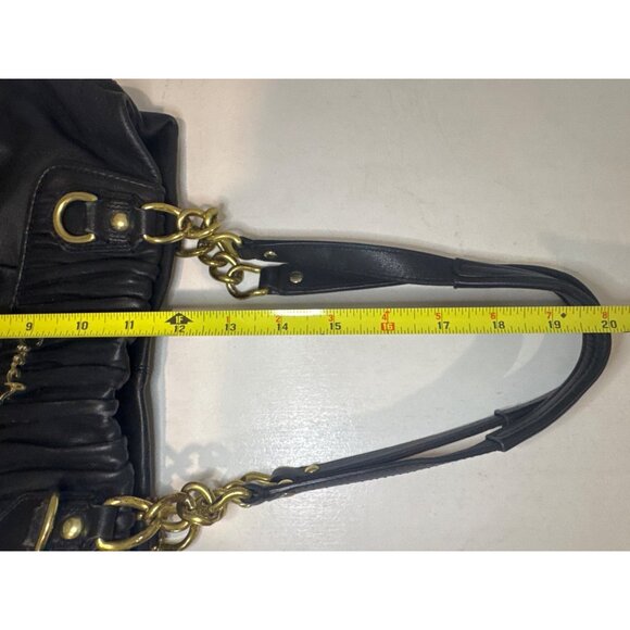 Vintage Coach Purse Black Leather Ashley Ruched Pleated F17571 Designer Classic - Picture 13 of 15